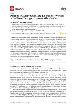 Description, Distribution, and Relevance of Viruses of the Forest Pathogen Gremmeniella Abietina
