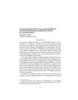 Constructing the Self in Pure Land Buddhism: the Role of Ritualized, Embodied Activity in a Social Context Richard K