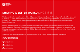 This Lanyon Timeline Is a Celebration of the 173 Years of History Since Queen’S University Was Founded