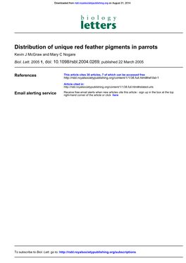 Distribution of Unique Red Feather Pigments in Parrots