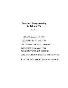 Practical Programming in Tcl and Tk