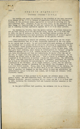 USSR - I 0PENING STATEMENT (Defence Division V (U S S R)