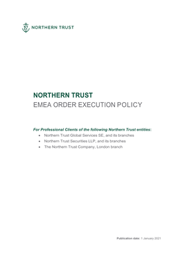 Northern Trust Emea Order Execution Policy