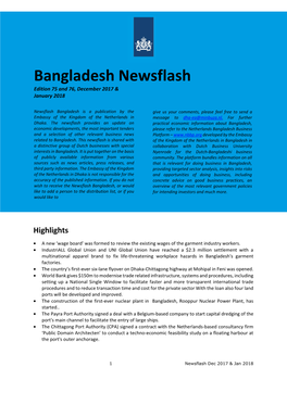 Bangladesh Newsflash Edition 75 and 76, December 2017 & January 2018