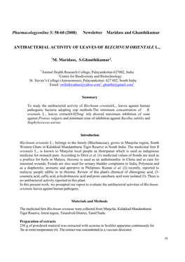 (2008) Newsletter Maridass and Ghanthikumar ANTIBACTERIAL