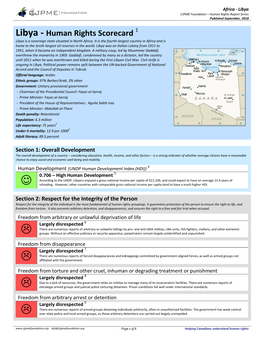 Libya CJPME Foundation – Human Rights Report Series Published September, 2018