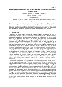 Regulatory Requirements to the Thermal-Hydraulic and Thermal-Mechanical Computer Codes Authors: M