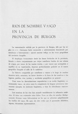 Rios De Nombre Vasco En La Provincia De Burgos