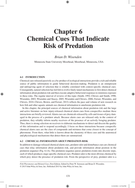 Chapter 6 Chemical Cues That Indicate Risk of Predation