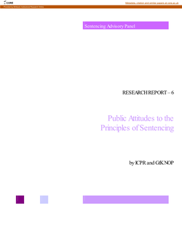 Public Attitudes to the Principles of Sentencing