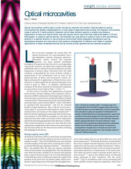 Optical Microcavities Kerry J