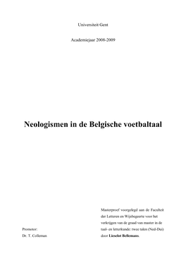 Neologismen in De Belgische Voetbaltaal