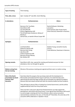 Lancashire APPG Minutes 13.07.21