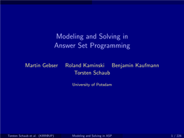 Modeling and Solving in Answer Set Programming