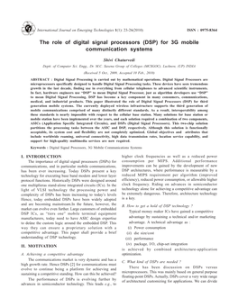 DSP) for 3G Mobile Communication Systems