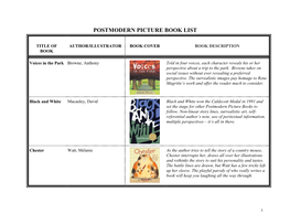 Postmodern Picture Book List