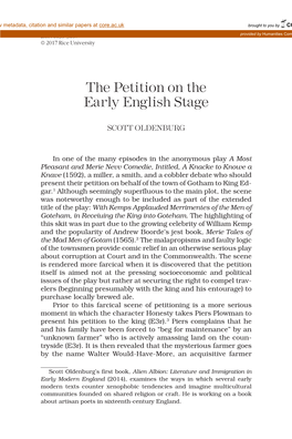 The Petition on the Early English Stage