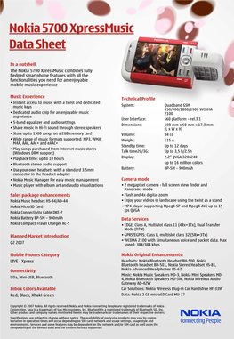 Nokia 5700 Xpressmusic Data Sheet