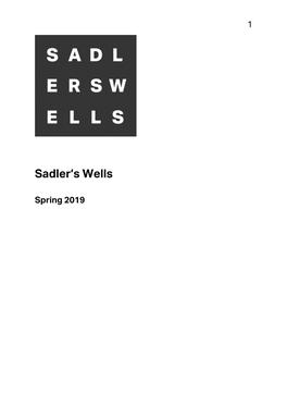 Sadler's Wells Spring 2019 Large Print Brochure