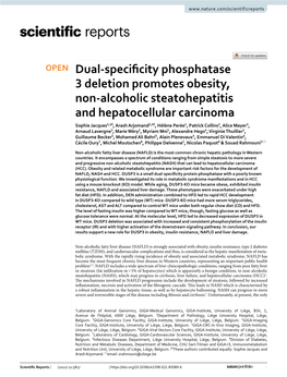 Dual-Specificity Phosphatase 3 Deletion Promotes Obesity, Non