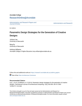 Parametric Design Strategies for the Generation of Creative Designs