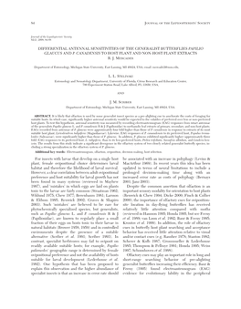 Differential Antennal Sensitivities of the Generalist Butterflies Papilio Glaucus and P