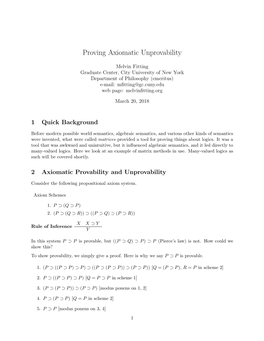 Proving Axiomatic Unprovability