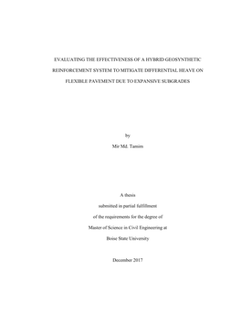 Evaluating the Effectiveness of a Hybrid Geosynthetic Reinforcement System to Mitigate Differential Heave on Flexible Pavement Due to Expansive Subgrades