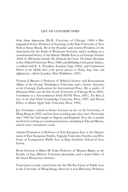 LIST of CONTRIBUTORS Saïd Amir Arjomand (Ph.D., University Of