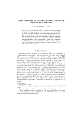 Some Examples of Discrete Group Actions on Aspherical Manifolds