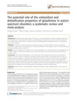 The Potential Role of the Antioxidant And