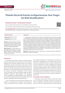 Platelet-Derived Vesicles in Hypertension: New Target for Risk Stratification?