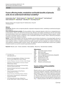 Factors Affecting Intake