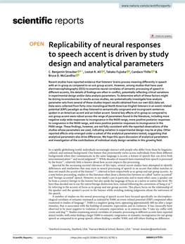 Replicability of Neural Responses to Speech Accent Is Driven by Study Design and Analytical Parameters C