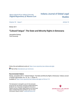 The State and Minority Rights in Botswana