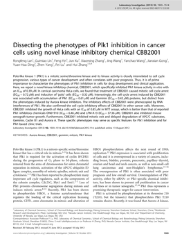 Dissecting the Phenotypes of Plk1 Inhibition in Cancer Cells Using