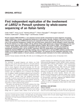 First Independent Replication of the Involvement of LARS2 in Perrault Syndrome by Whole-Exome Sequencing of an Italian Family