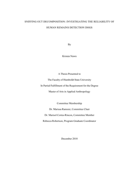 Investigating the Reliability of Human Remains Detection Dogs