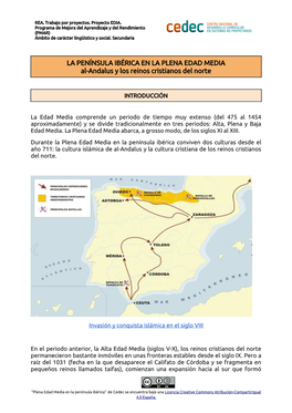 LA PENÍNSULA IBÉRICA EN LA PLENA EDAD MEDIA Al-Andalus Y Los Reinos Cristianos Del Norte