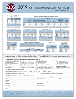 2019 Institutional Subscription Rates