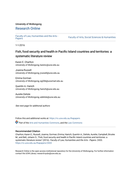 Fish, Food Security and Health in Pacific Island Countries and Territories: a Systematic Literature Review