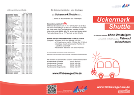 Faltblatt Mit Fahrplan Des Uckermarkshuttle 2021 Hier