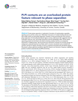 Pi-Pi Contacts Are an Overlooked Protein Feature Relevant to Phase