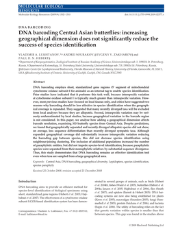 DNA Barcoding Central Asian Butterflies: Increasing Geographical