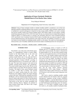 Application of Linear Stochastic Models for Rainfall Data in West Darfur State, Sudan