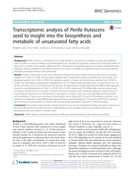 Transcriptomic Analysis of Perilla Frutescens Seed to Insight Into The