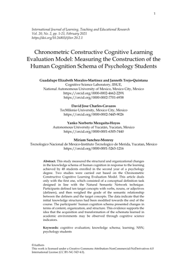 Measuring the Construction of the Human Cognition Schema of Psychology Students