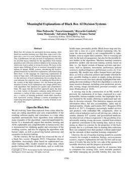 Meaningful Explanations of Black Box AI Decision Systems