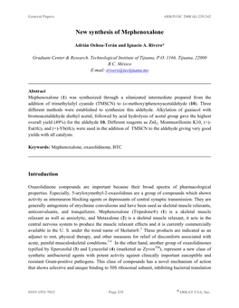 New Synthesis of Mephenoxalone