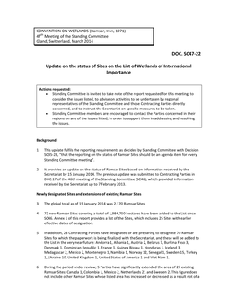 DOC. SC47-22 Update on the Status of Sites on the List of Wetlands Of